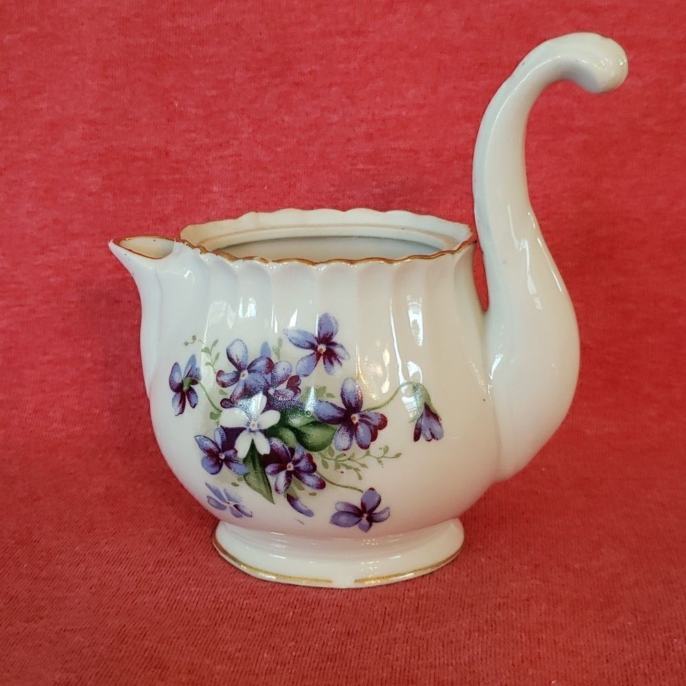 Unique Vintage Floral Design Ucagco China Creamer with Tall Handle